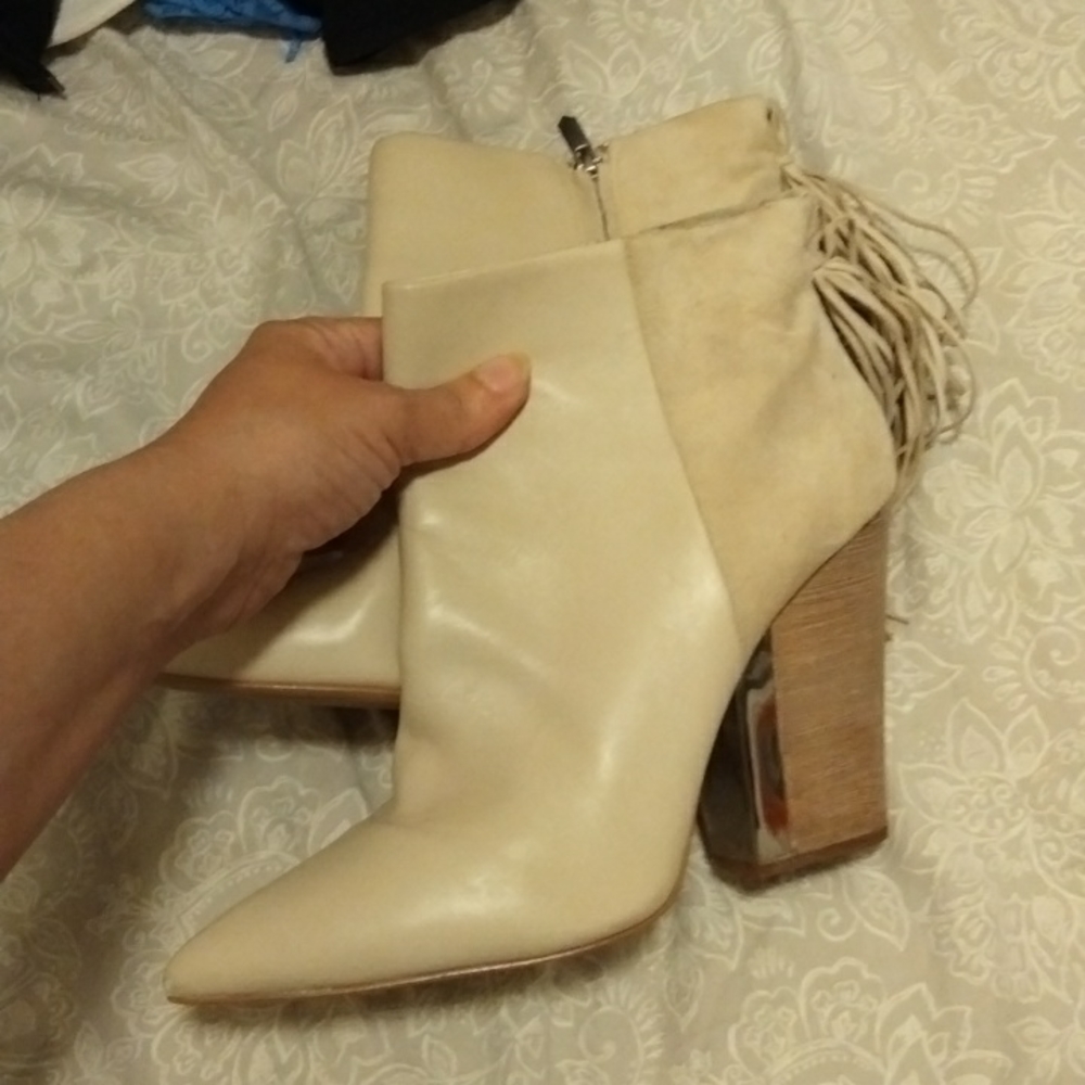Sam Edelman Mareil Cream Leather tassel boots